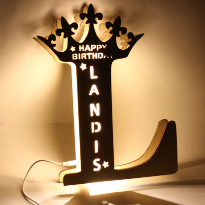 Personalised Name Crown Custom Letter Night Light best gift-Jessemade AU