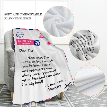 Fleece Blanket Postcard Custom 1 Name Father's Day Gift for Dad-Jessemade AU