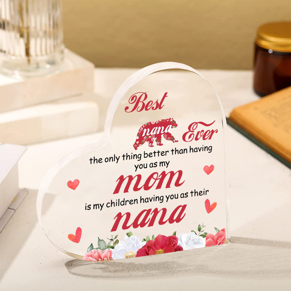 Special Gift for Nana Acrylic Heart Keepsake Heart Ornament-Best Nana Ever-Jessemade AU