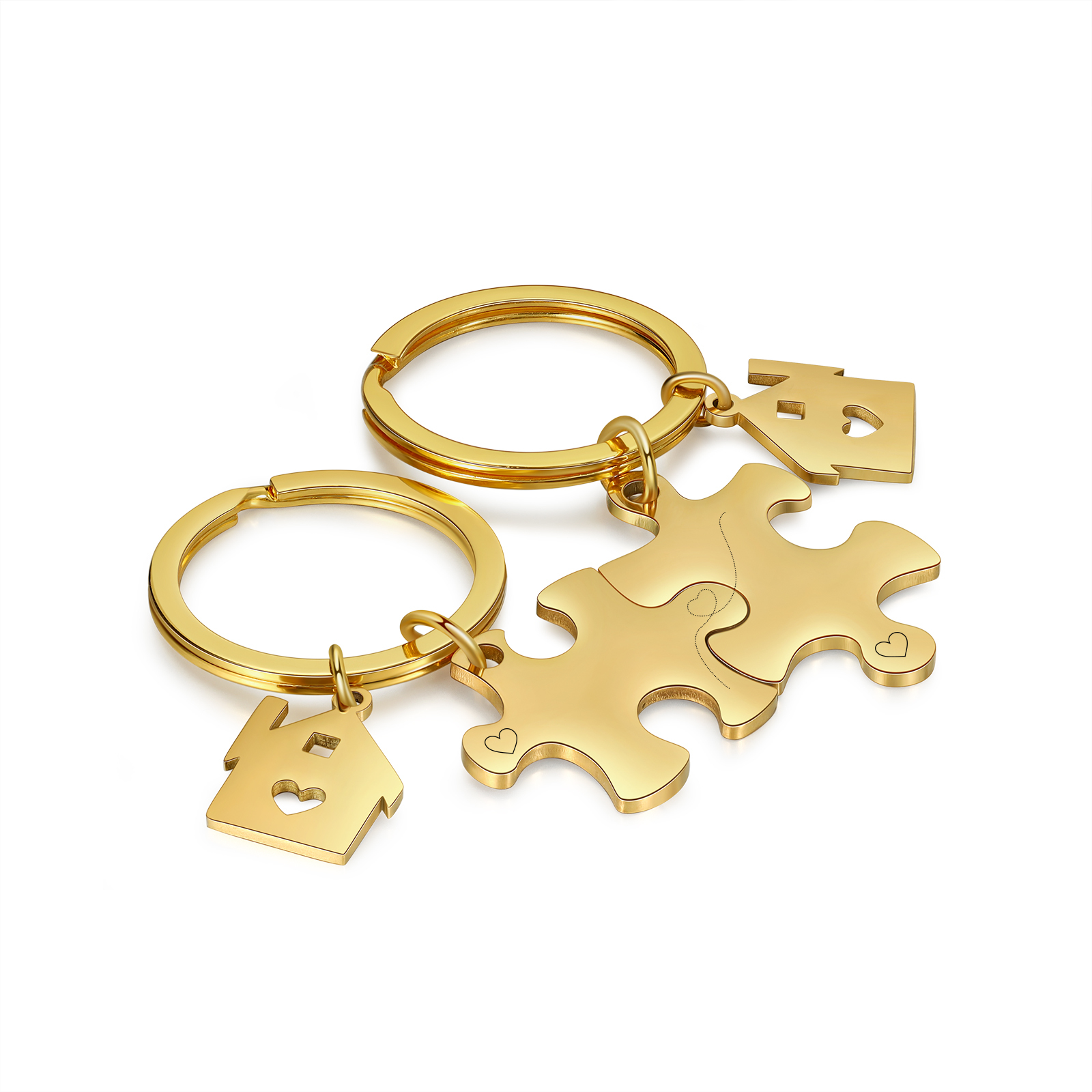 2 PCS Couple Keychain Set Custom 2 Dates & 2 Letters Keyring Puzzle Keychains Valentine's Day Personalised Gift for Him/Her-Jessemade AU