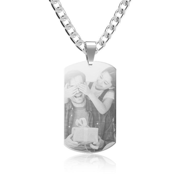 Personalised Tag Necklace Custom Black-White Photo Necklace Gifts for Him-Jessemade AU