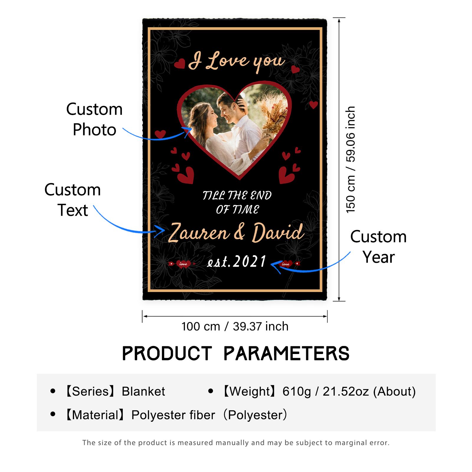 Personalised Couple Blanket Custom Photo Romantic Gift For Her-Jessemade AU
