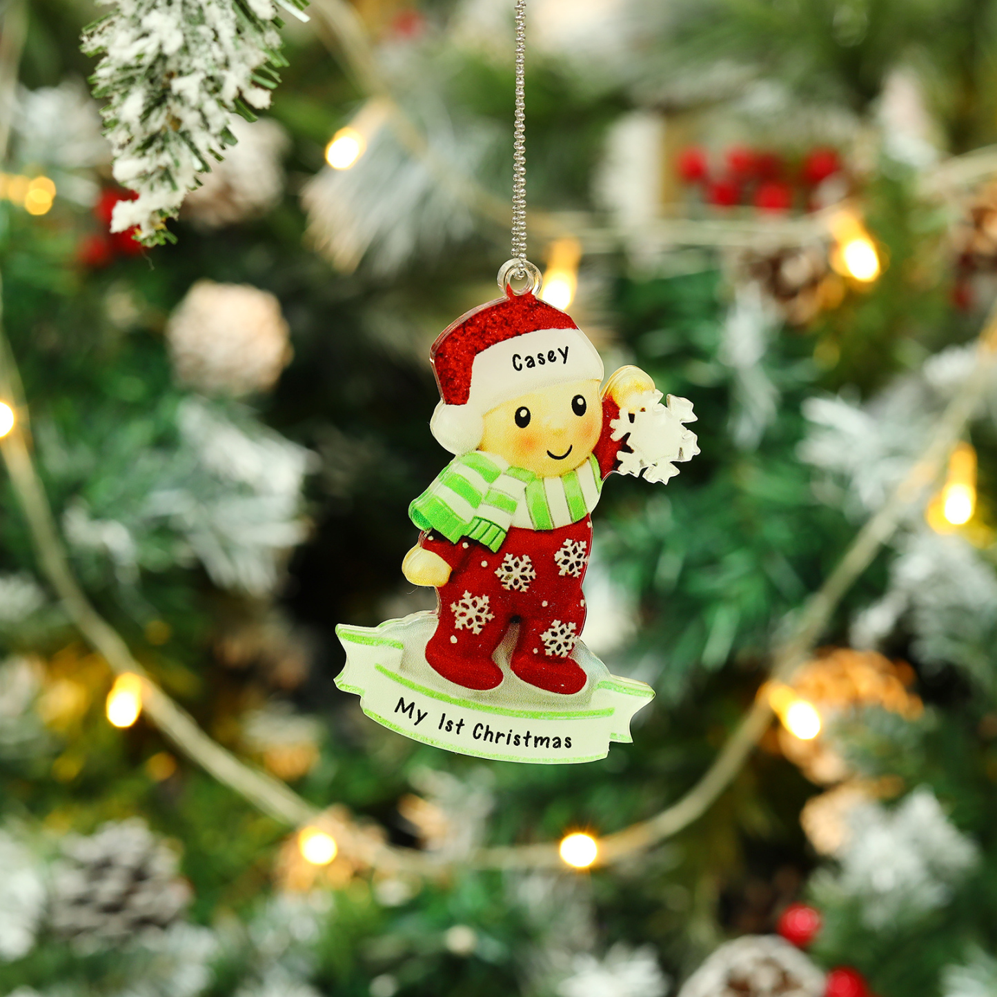 My First Christmas Personalised Acrylic Christmas Ornament Customised Name & Text Hanging Ornaments Christmas Gift for Boys Girls Babies-Jessemade AU
