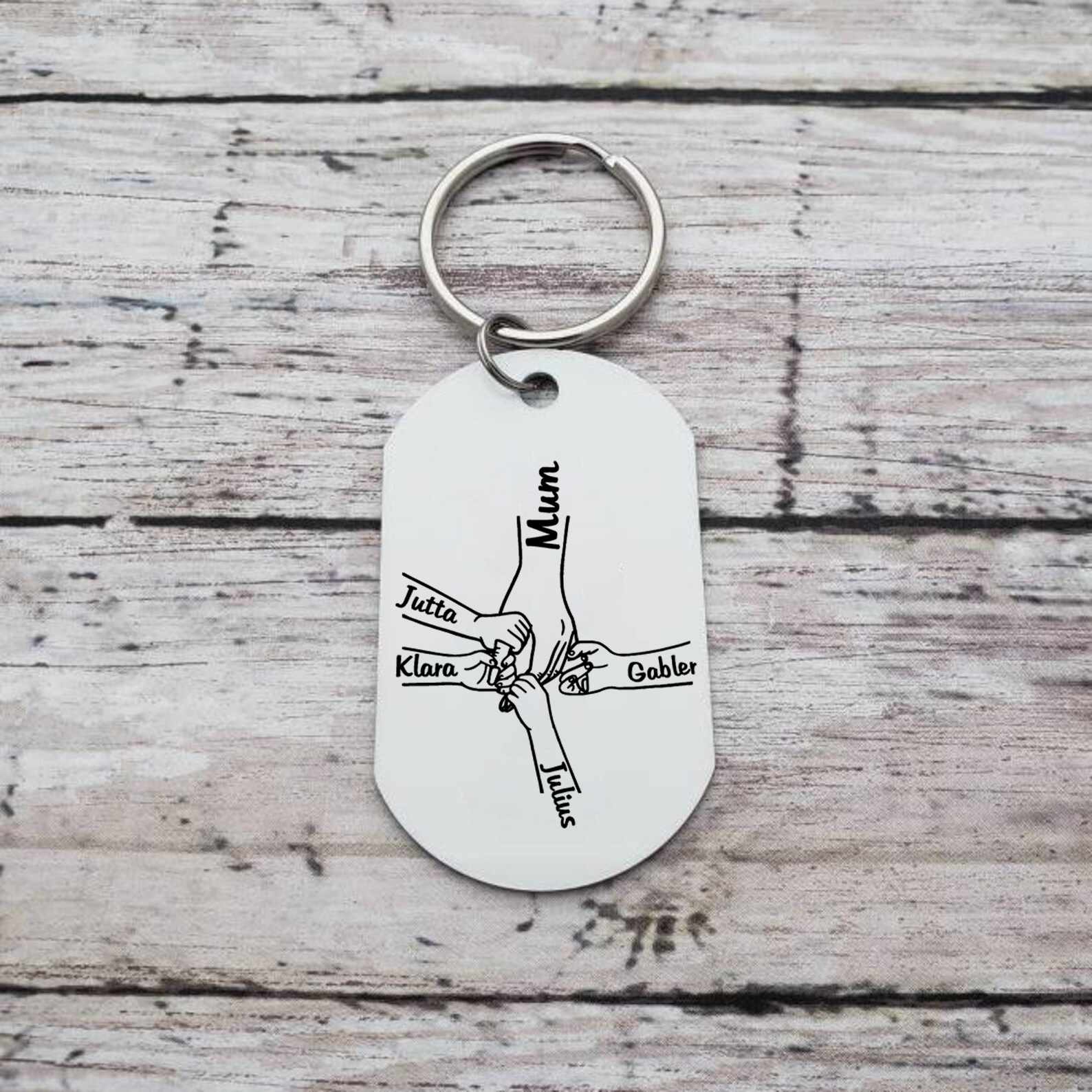 5 Names - Personalised Name Keychain Holding Hands Keychain Mother's Day Gifts For Grandma/Mother-Jessemade AU