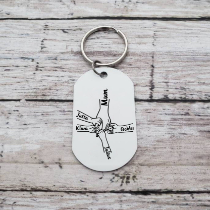 5 Names - Personalised Name Keychain Holding Hands Keychain Mother's Day Gifts For Grandma/Mother-Jessemade AU
