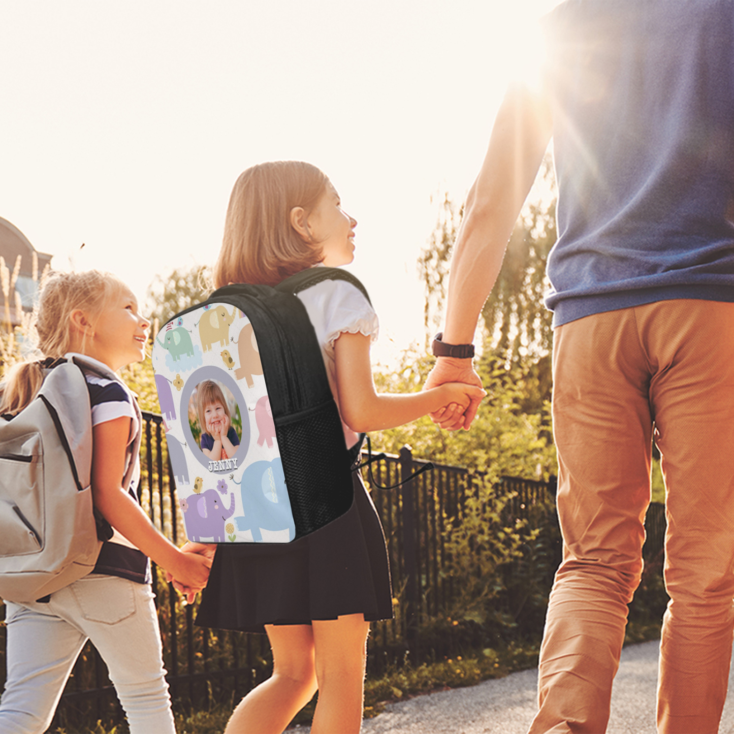 Personalised School Bag Custom Name And Photo Schoolbag Elephant Backpack for Kids-Jessemade AU