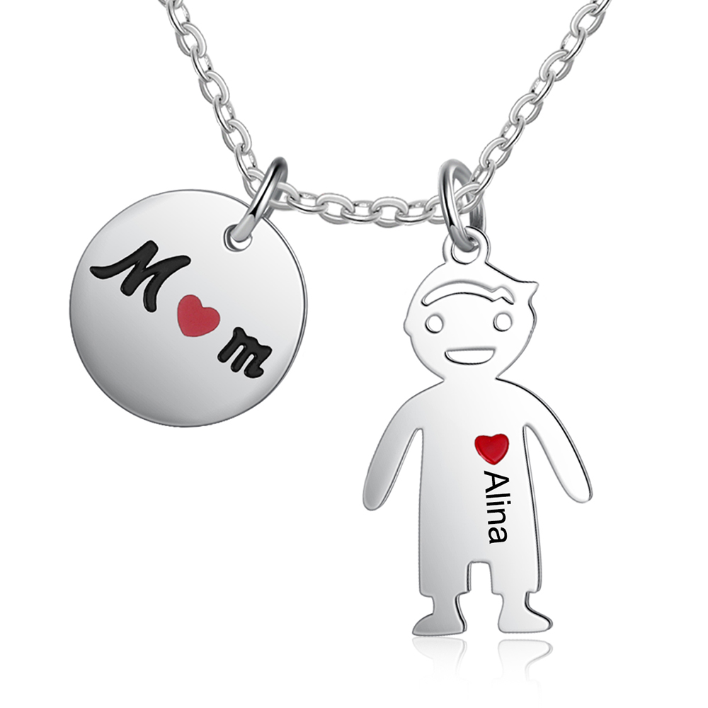 Personalised Kid Charm Necklace Engraved Names Gift For Mother-Jessemade AU