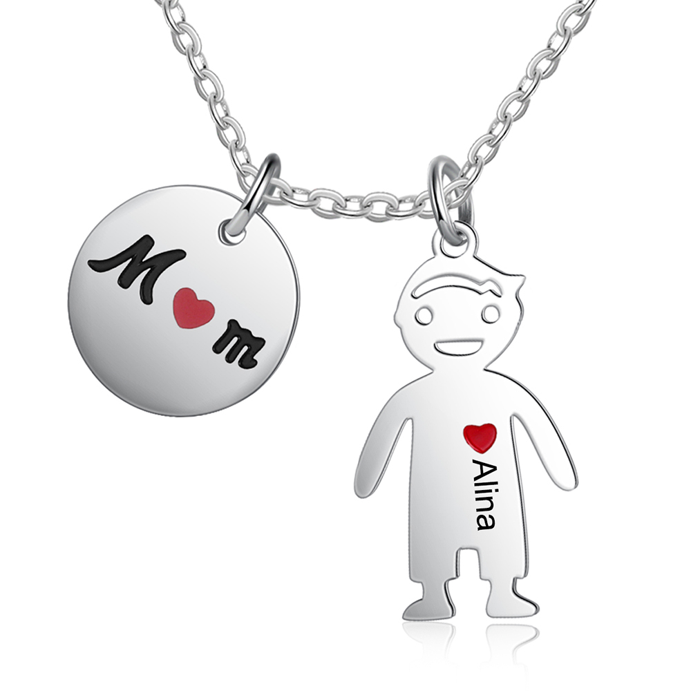 Personalised Kid Charm Necklace Engraved Names Gift For Mother-Jessemade AU