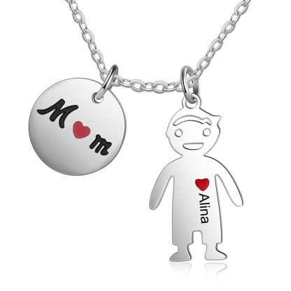 Personalised Kid Charm Necklace Engraved Names Gift For Mother-Jessemade AU