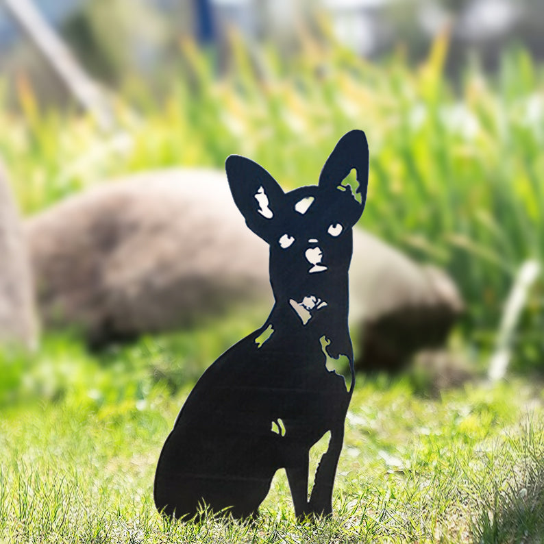 Chihuahua Metal Dog Silhouette Garden Yard Decoration-Jessemade AU