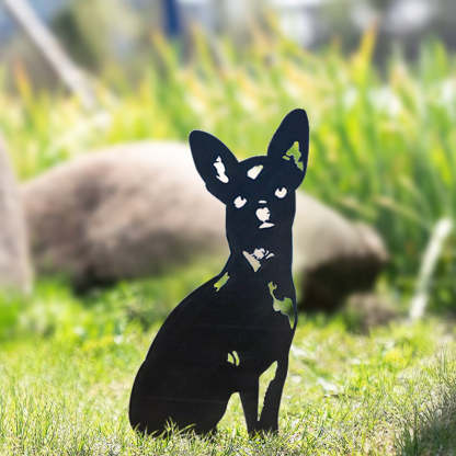 Chihuahua Metal Dog Silhouette Garden Yard Decoration-Jessemade AU