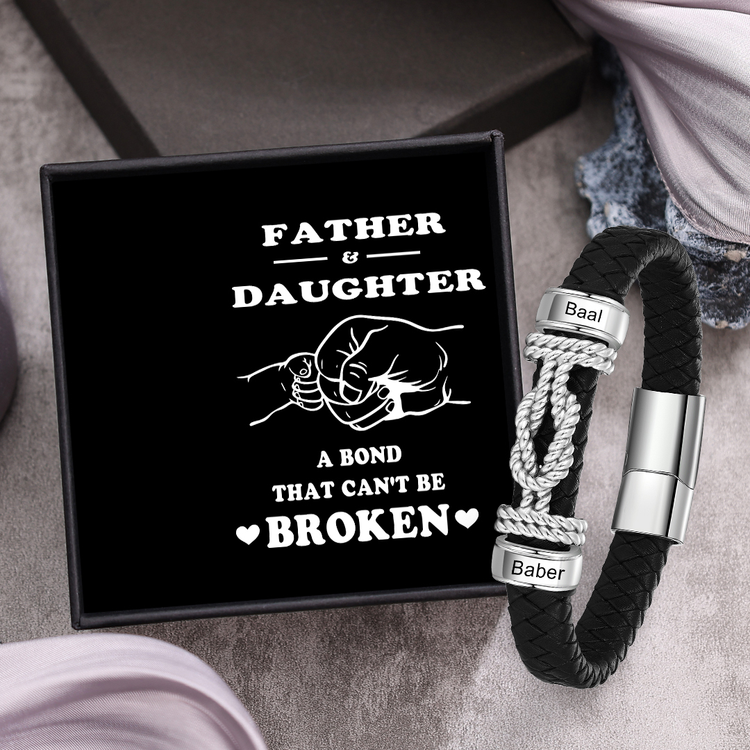 Custom Knot Leather Bracelet Personalised 2 Names Beaded Wrap Bracelet Gift for Him/Her-Jessemade AU