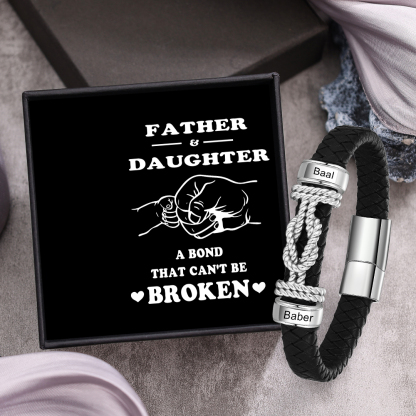 Custom Knot Leather Bracelet Personalised 2 Names Beaded Wrap Bracelet Gift for Him/Her-Jessemade AU