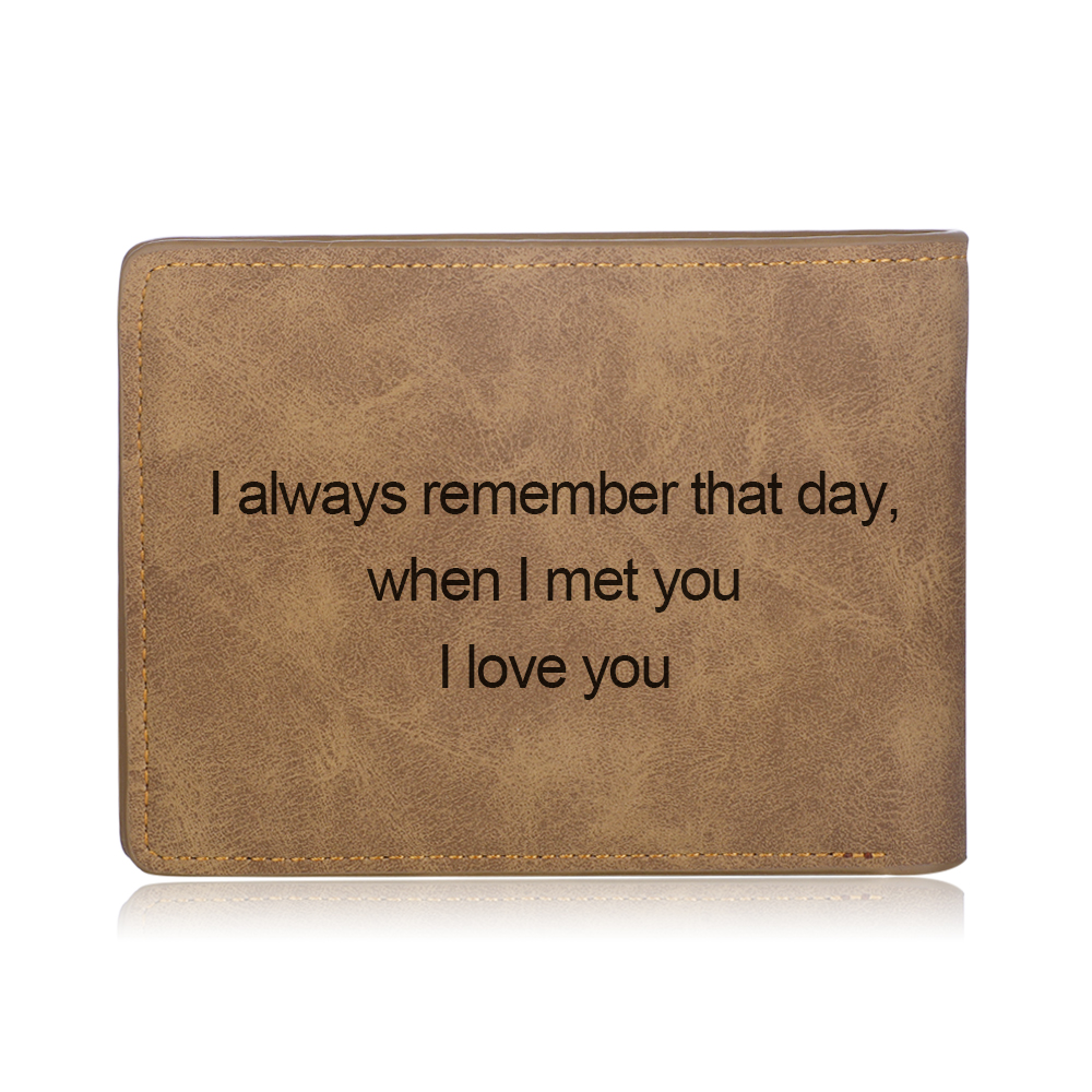 Personalised Leather Wallet Engraved Photo Short Purse Gifts For Men-Jessemade AU