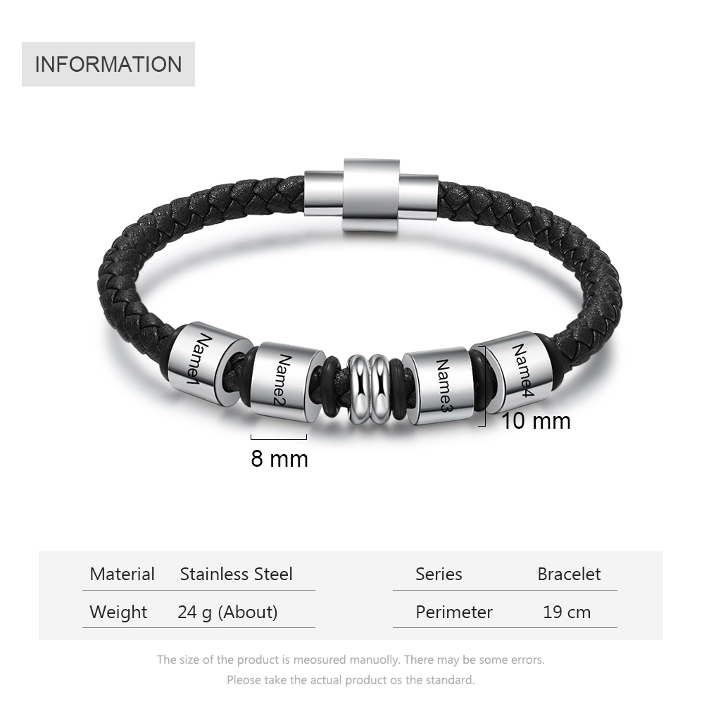 Personalised 4 Beads Men's Bracelet For Him-Jessemade AU