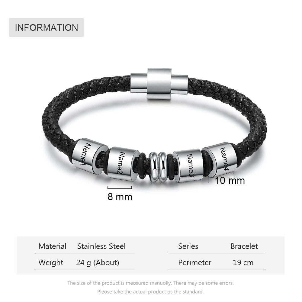 Personalised 4 Beads Men's Bracelet For Him-Jessemade AU