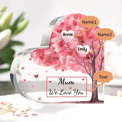 2 Names - Personalised Acrylic Heart Keepsake Custom Text Pink Tree Ornaments Gifts for Grandma/Mother-Jessemade AU