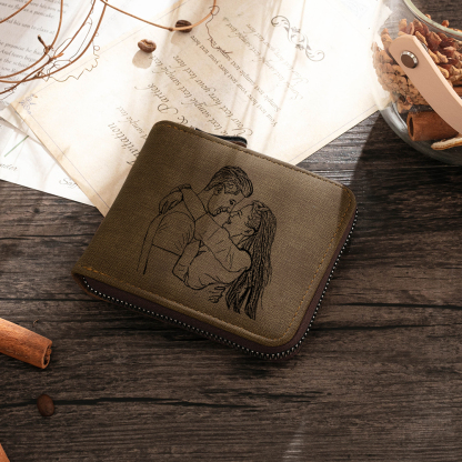Personalised Leather Wallet Engraved Photo Short Purse Gifts For Men-Jessemade AU