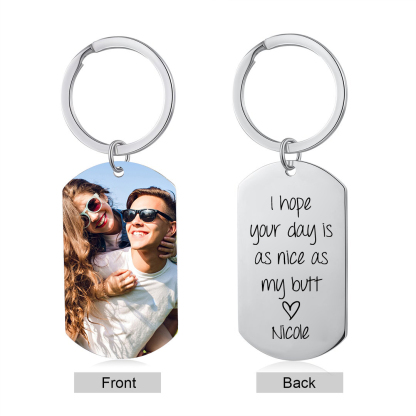 Personalised Photo & Name Keychain Stainless Steel Keyring Valentine's Day Gift for Couples-Jessemade AU