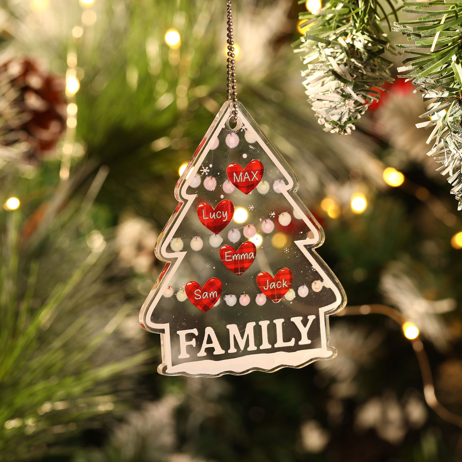 5 Names - Personalised Acrylic Christmas Ornaments Customised Text & Name Xmas Pendant Gifts for Family Friends-Jessemade AU