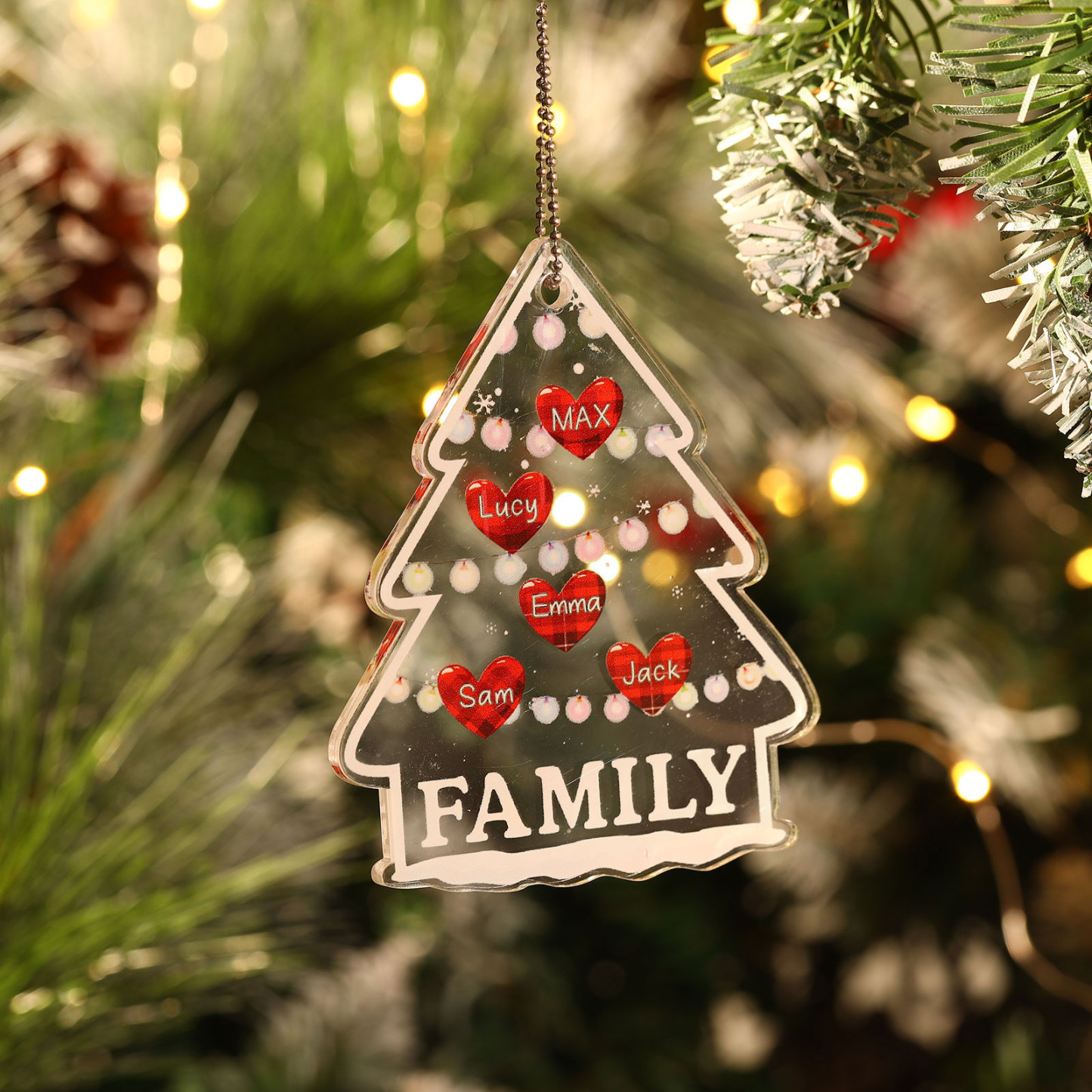 5 Names - Personalised Acrylic Christmas Ornaments Customised Text & Name Xmas Pendant Gifts for Family Friends-Jessemade AU