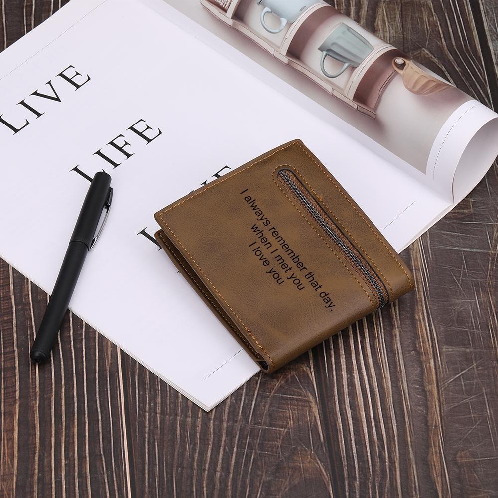 Personalised Leather Wallet Engraved Photo Short Purse Gifts For Men-Jessemade AU