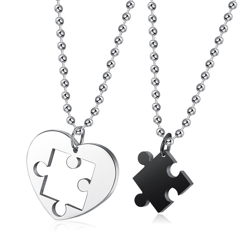 Personalised Couple Matching Necklace Puzzle Heart Necklace Valentines Day Gifts 2023 for Women Men-Jessemade AU