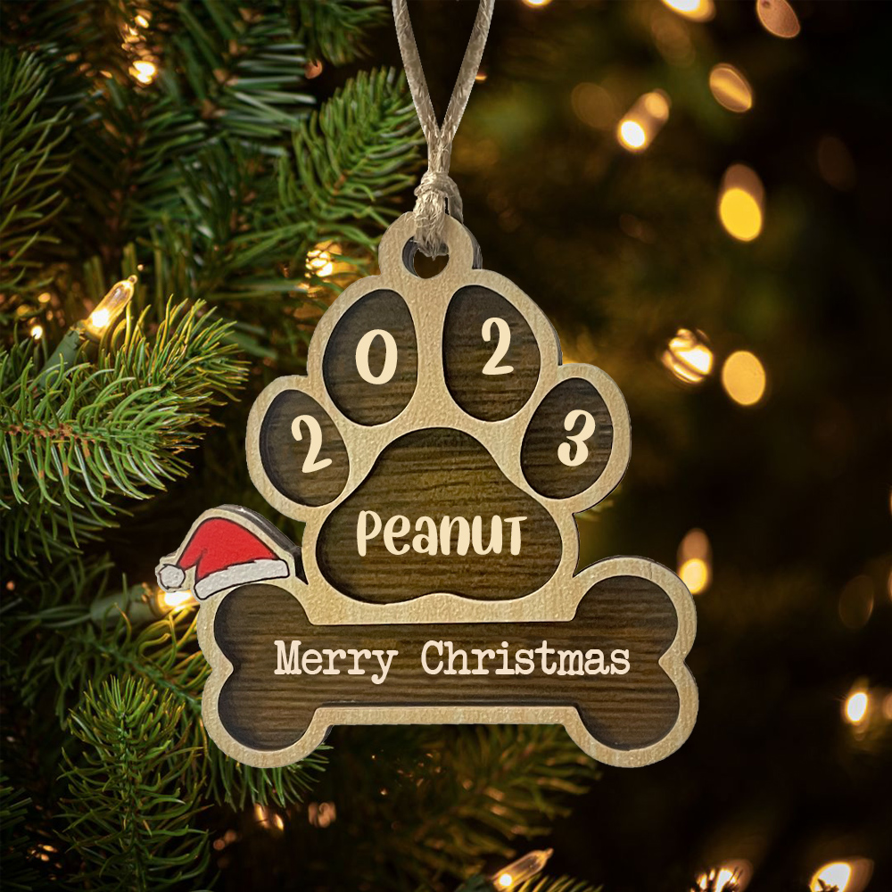 Personalised Christmas Dog Paw Ornament Custom Name & Text & Year Hanging Ornament Christmas Gifts-Jessemade AU