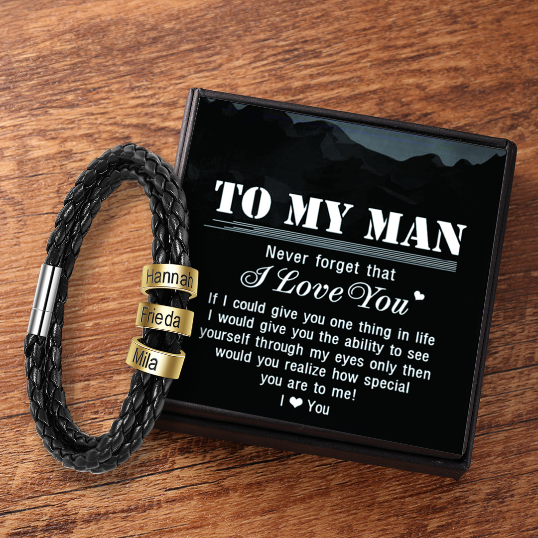 Men Braided Leather Bracelets with 1 Bead Bracelet Gifts for Him-Jessemade AU