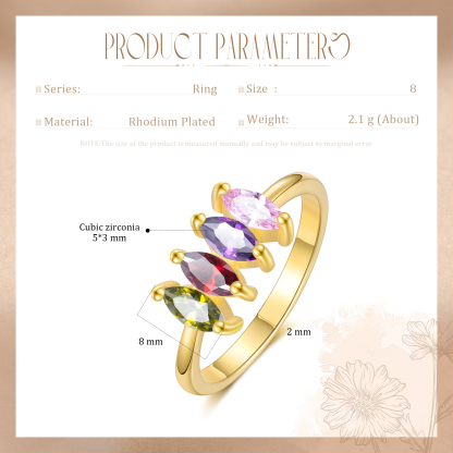 Personalised Women's Ring Custom 4 Birthstones Ring Gold Birthday Gift for Her-Jessemade AU