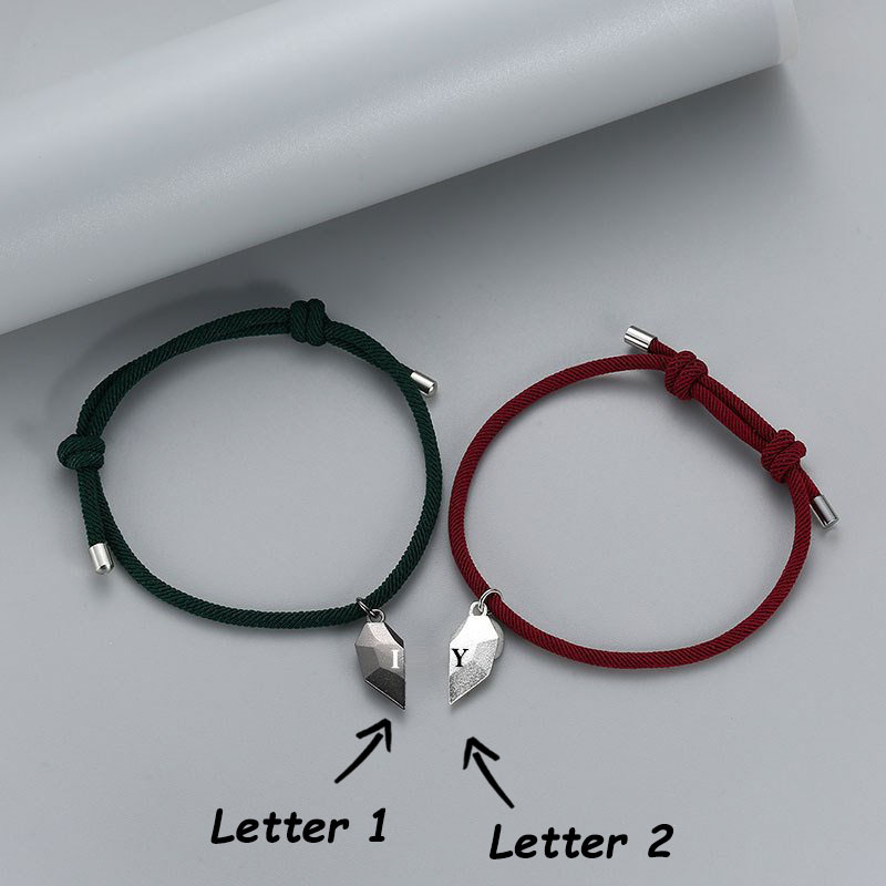 Personalised Two Souls One Heart Bracelet Magnetic Bracelet Set for Couple-Jessemade AU