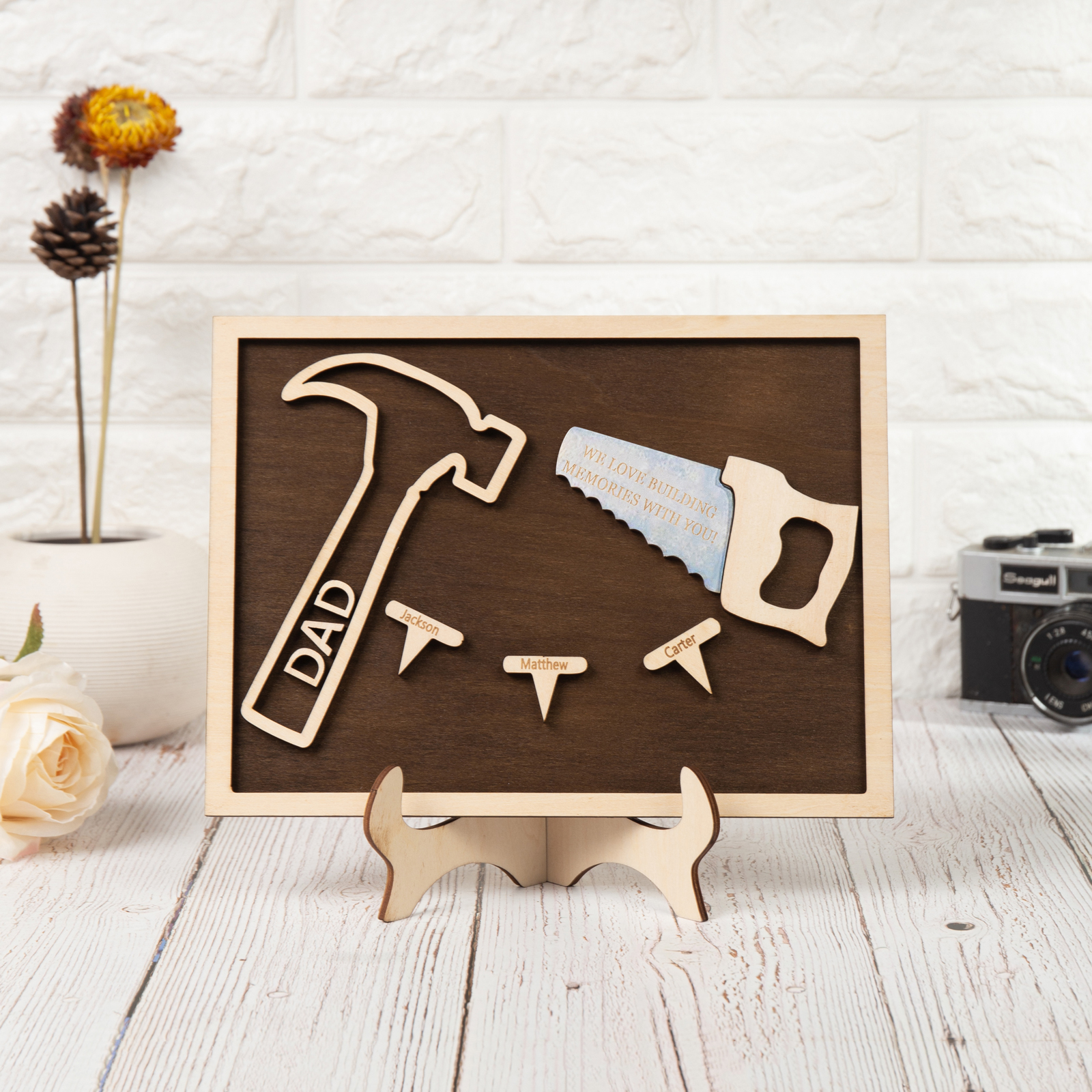 Dad Tool Set Wood Signs Custom 3 Names Father’s Day Handyman Construction Dad Sign-Jessemade AU