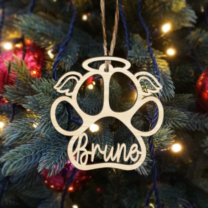 Angel Wings Pet Paw Ornament Personalised Name Wooden Memorial Gifts-Jessemade AU