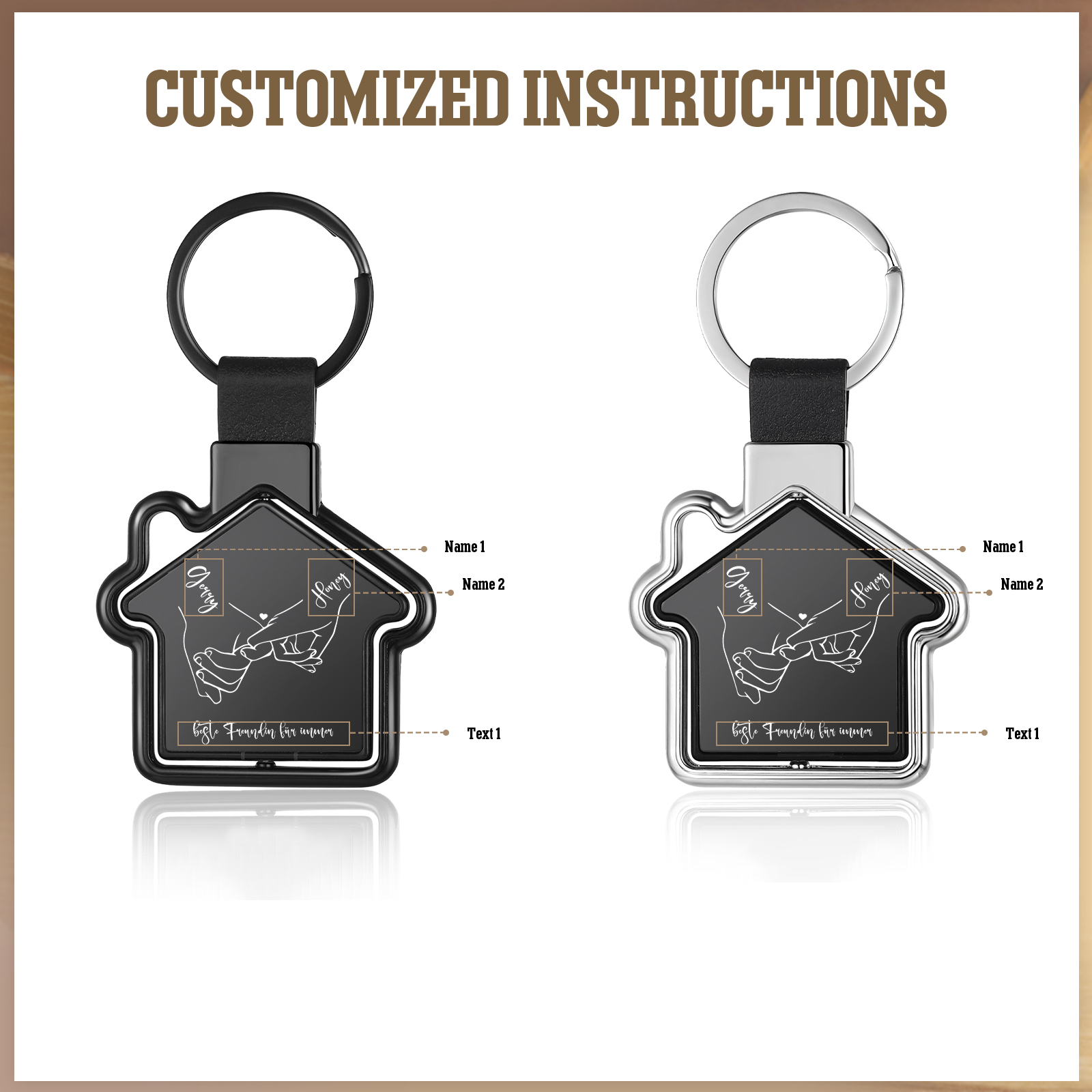 2 PCS Couple Keychain Set Custom 2 Names & Text Keyring Pinky Swear Keychain Valentine's Day Special Gift for Him/Her-Jessemade AU