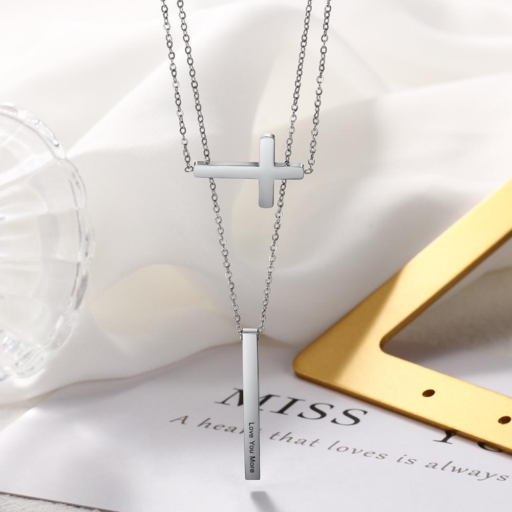 Engraved 4 Sides Vertical Bar Necklaces & Pendants-Jessemade AU