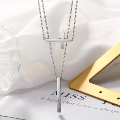 Engraved 4 Sides Vertical Bar Necklaces & Pendants-Jessemade AU