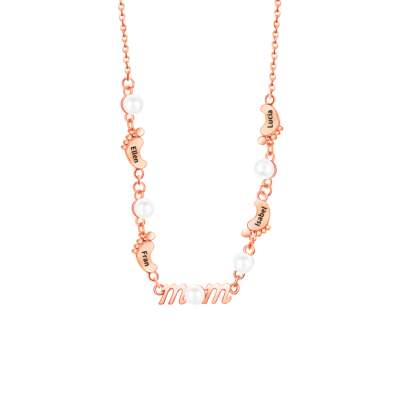 Personalised 4 Names Baby Feet Necklace Custom Mom Necklace Mother's Day Gift for Her-Jessemade AU