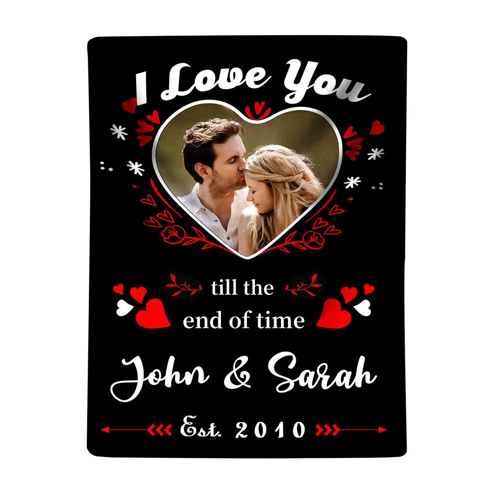 Personalised Couple Blanket Customised 2 Names & Date & Photo Blanket Gift for Him/Her - I Love You Till The End Of Time-Jessemade AU