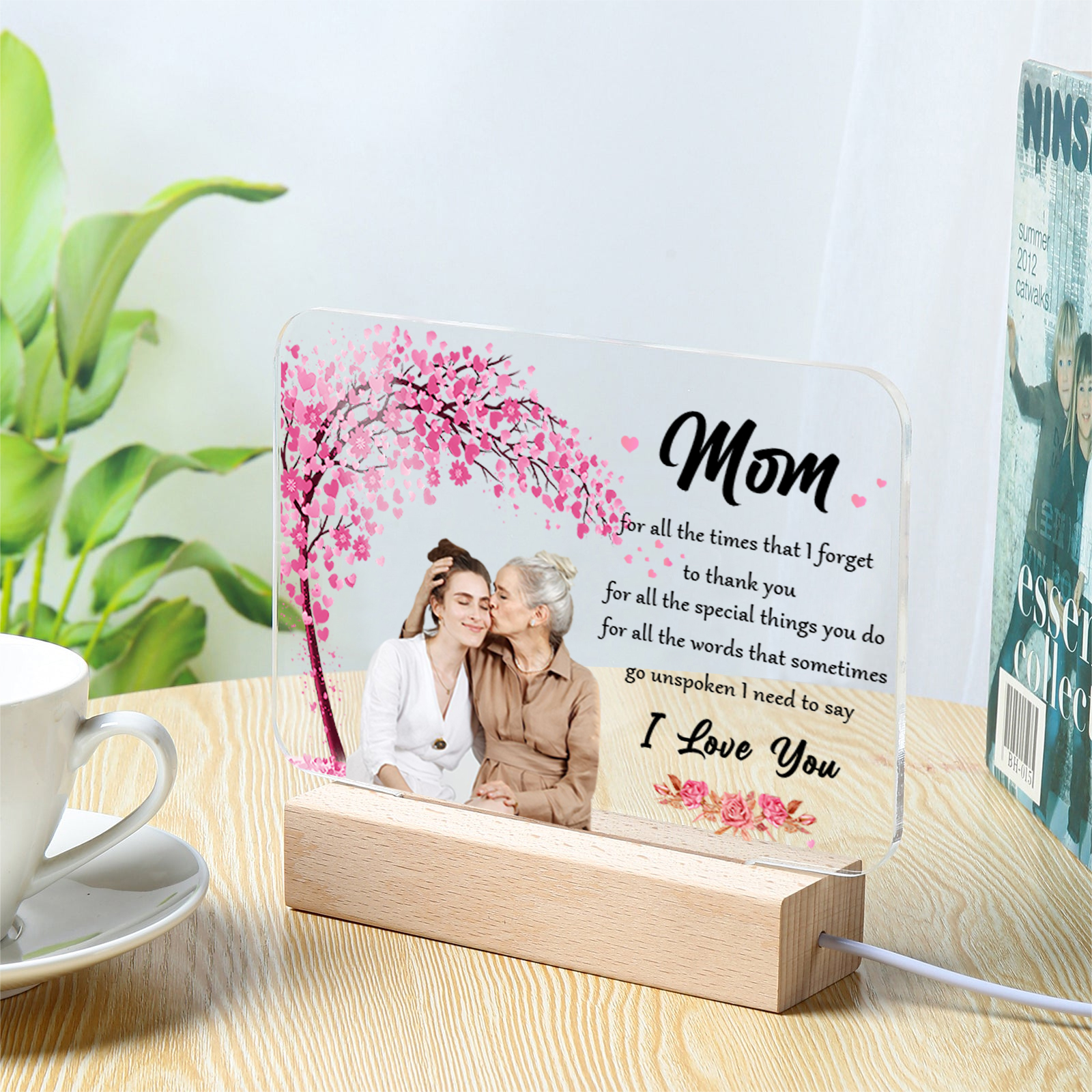Personalised Photo Night Light Custom Text LED Lamp Gifts for Mother/Grandma - For All The Times That I Forget To Thank You-Jessemade AU