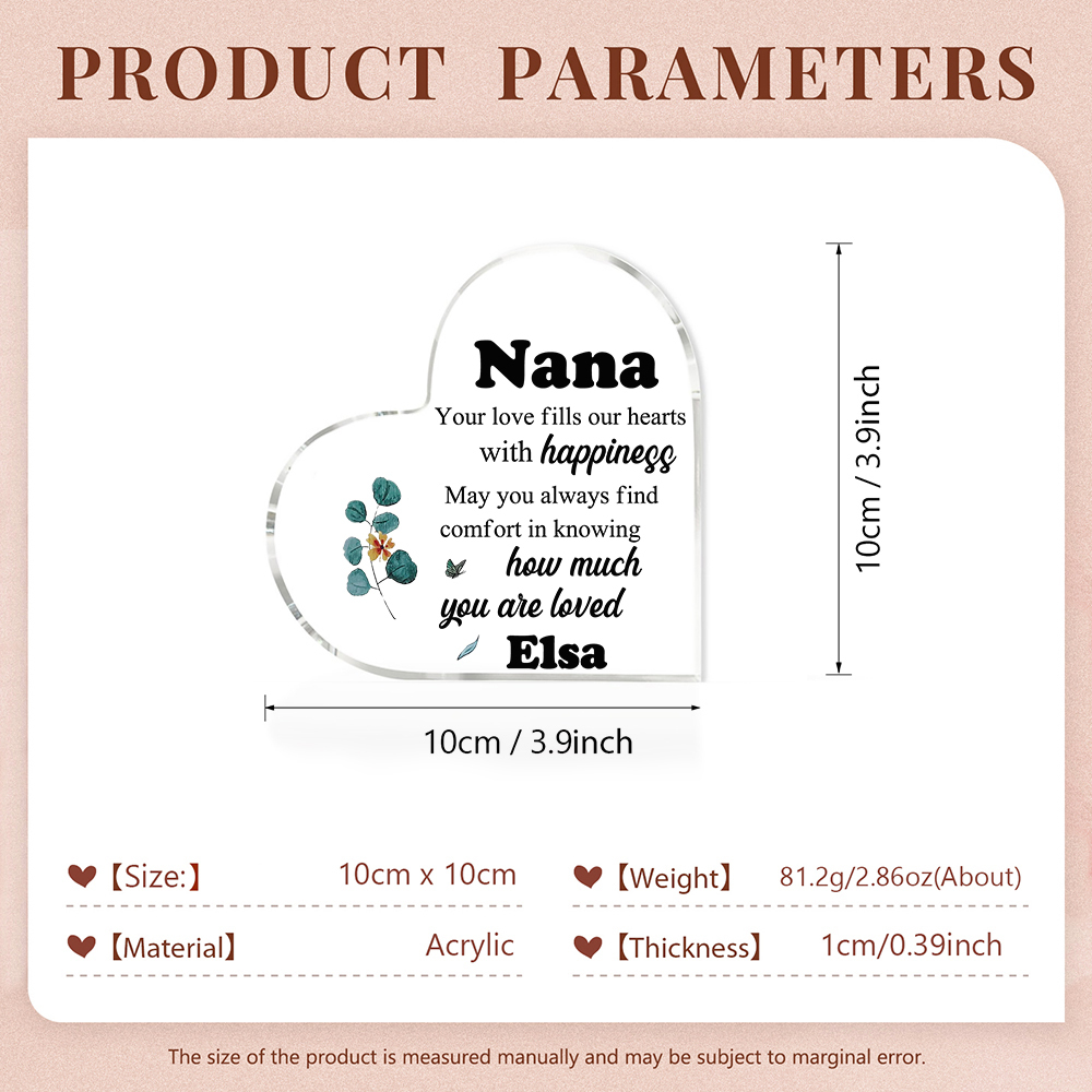 Personalised Acrylic Heart Keepsake with Name Heart Sign Special Gift for Nana-Jessemade AU