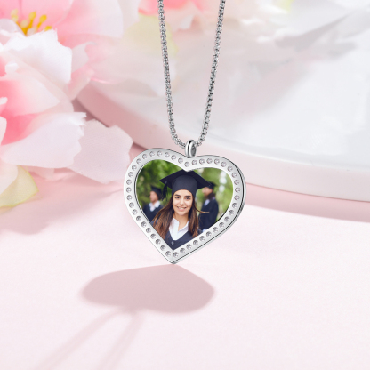 Personalised Graduation Necklace Custom Name & Photo Heart Pendant Necklace Gift for Her-Jessemade AU