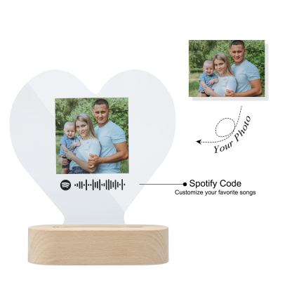 Personalised Spotify Code Photo Heart LED Night Light-Jessemade AU