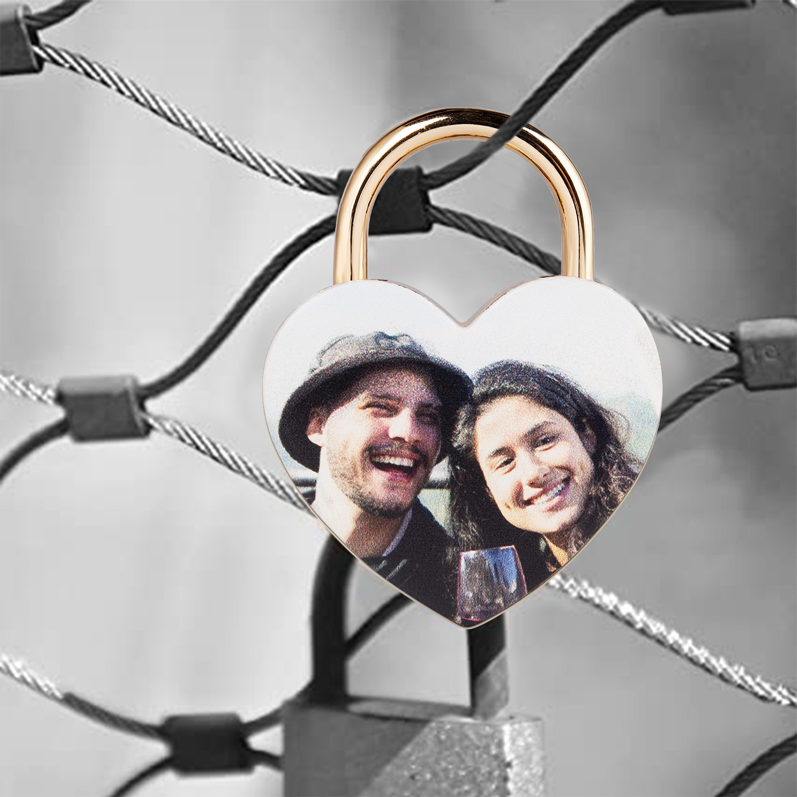 Personalised Heart Love Lock Custom Photo Padlocks Gifts For Couple-Jessemade AU