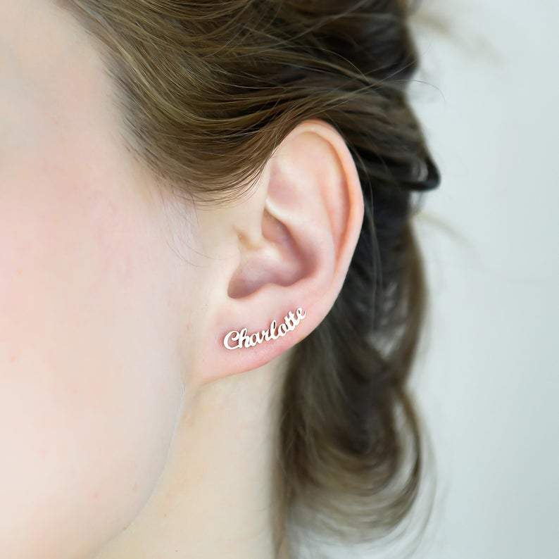Personalised Name Stud Earrings Gift for Her-Jessemade AU