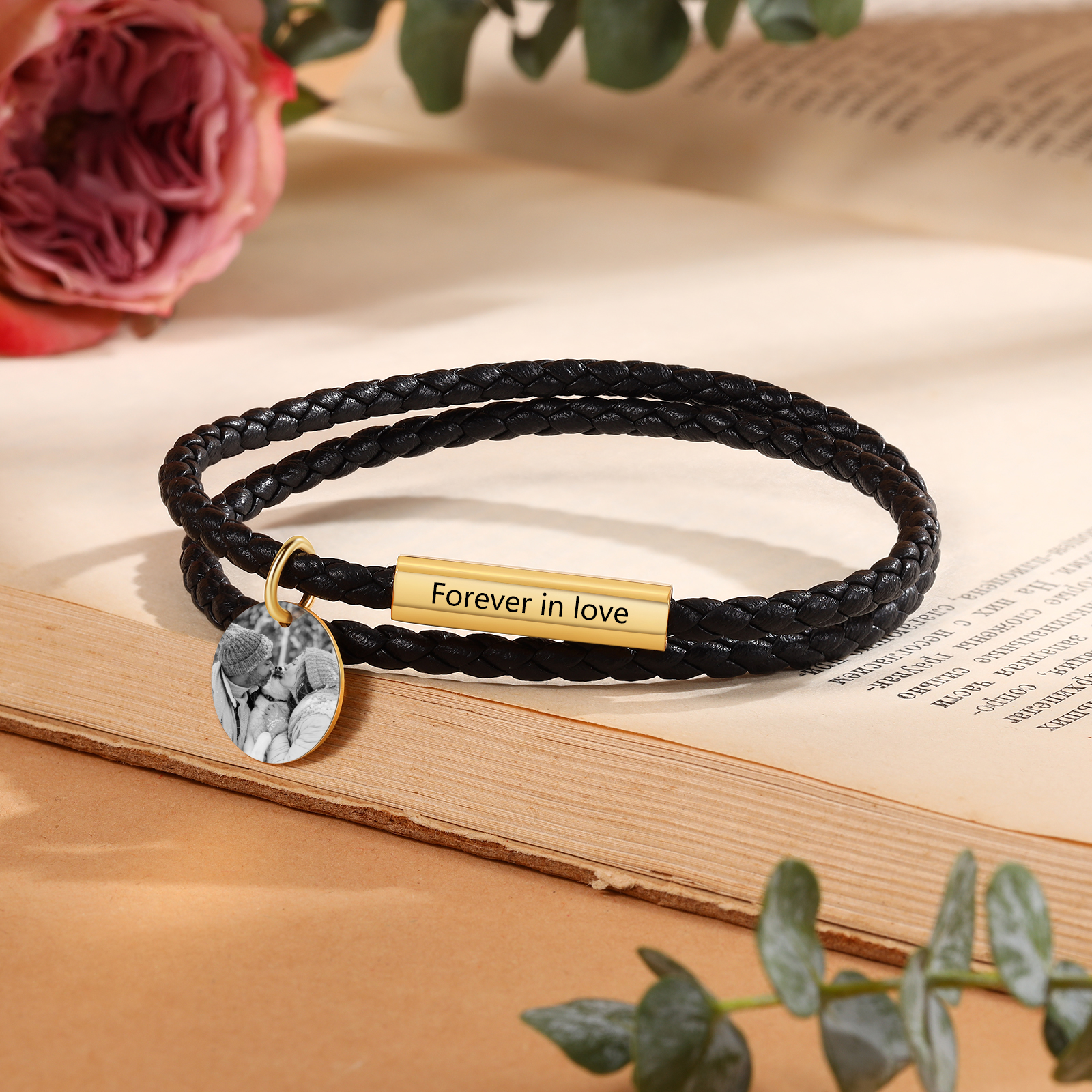 Personalised Leather Bracelet Custom Photo & Text Bracelet Couple Gift for Him/Her-Jessemade AU