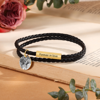 Personalised Leather Bracelet Custom Photo & Text Bracelet Couple Gift for Him/Her-Jessemade AU