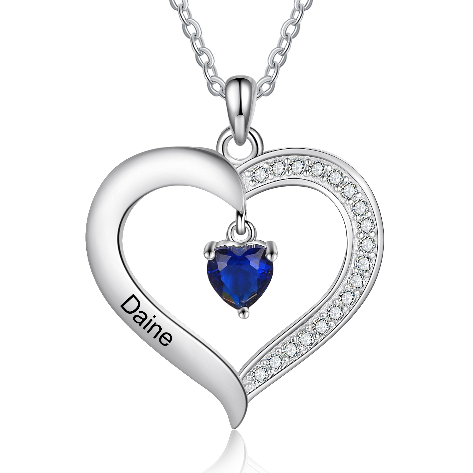 Personalised Necklace With 1 Heart Birthstone Engraved Names Heart Necklace Gift For Women-Jessemade AU