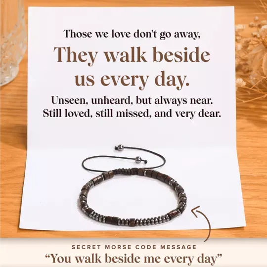 You Walk Beside Me Every Day Morse Code Bracelet Memorial Gifts-Jessemade AU