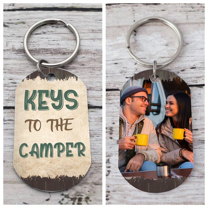 "Keys To The Camper" Custom Photo Keychain Stainless Steel Keyring Personalised Gift for Him/Her-Jessemade AU