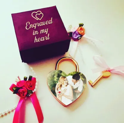 Personalised Heart Love Lock Custom Photo Padlocks Gifts For Couple-Jessemade AU